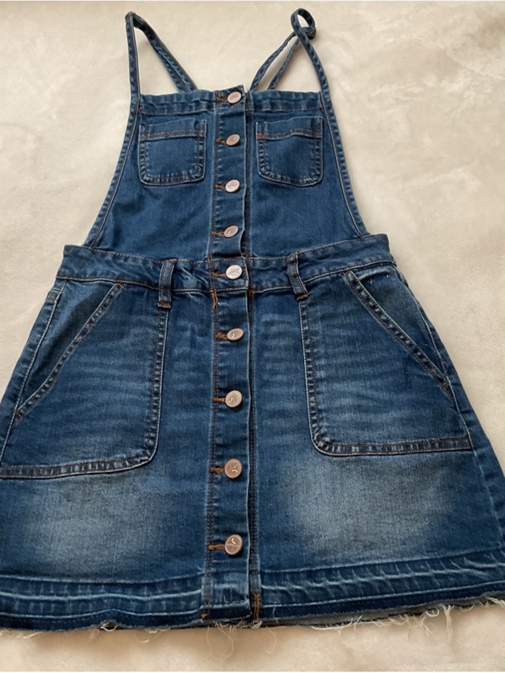 Dollhouse Blue Denim Button-Front Overall Skirt